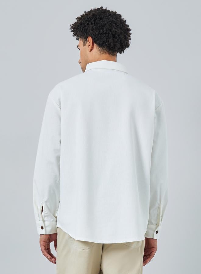 Styli Men Relaxed Fit Linen Blend Shirt with Button-Down Collar - Image 3